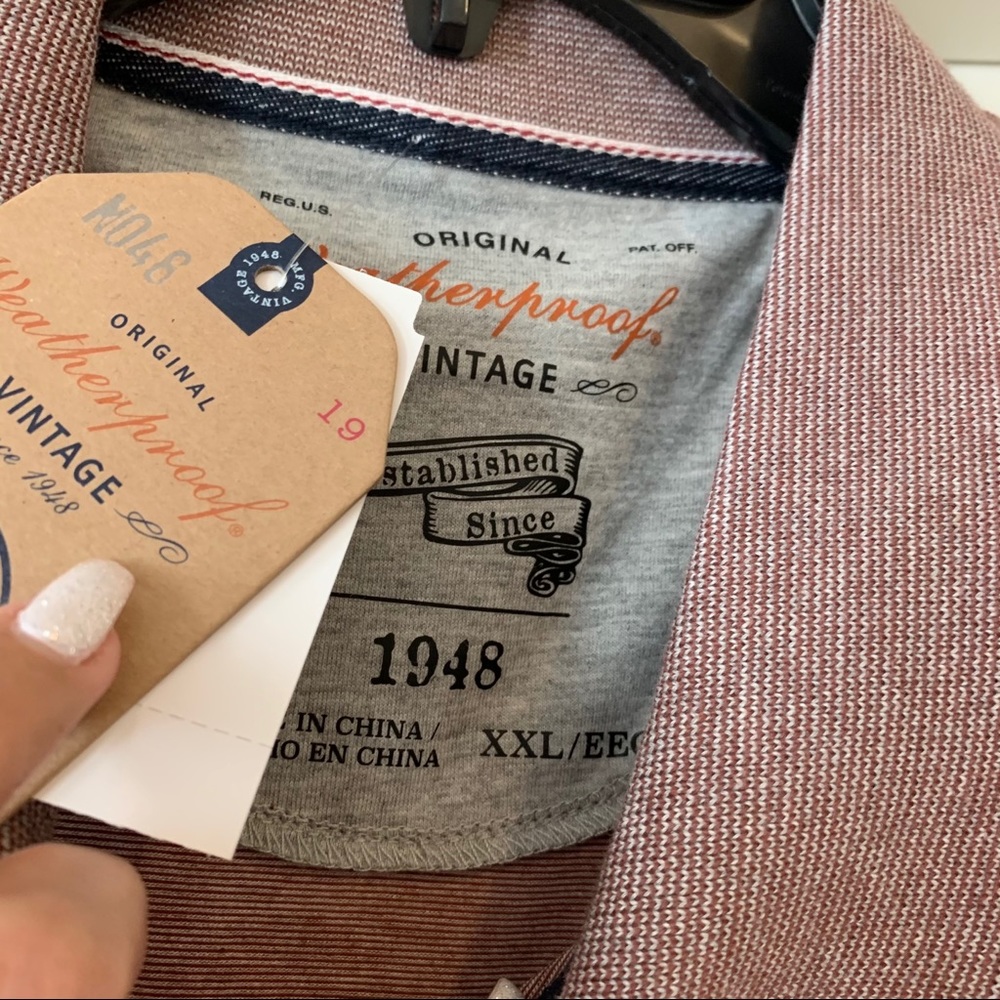 NWT XXL Weatherproof Vintage Red Microstripe Polo - Picture 8 of 11